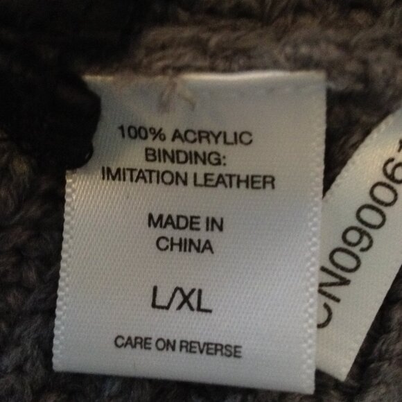 NY & Co; Grey Poncho Black Faux Leather trim, L/XL; Bohemian, Hippie Vibes, cute - Picture 5 of 6